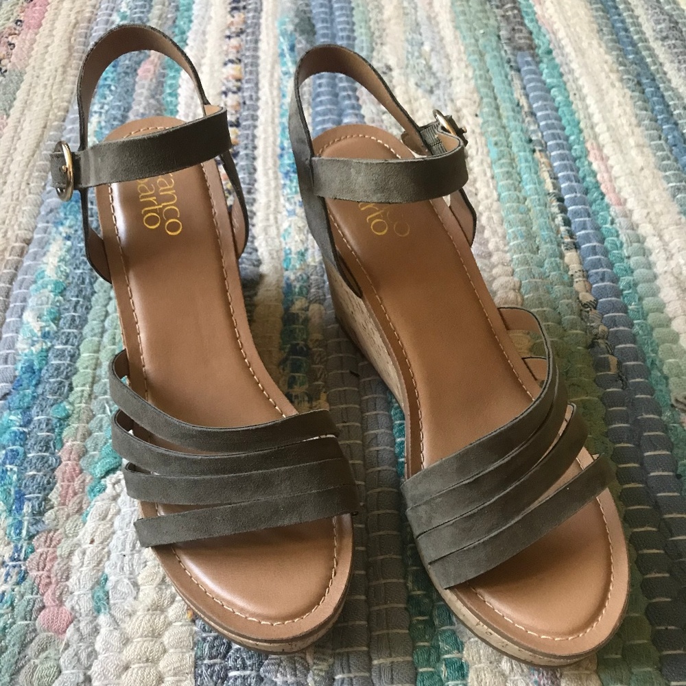 Franco Sarto Strappy Wedges - Olive